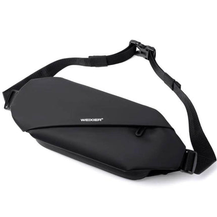 Weixier Waterproof Waist Bag Black For Everyday Use - compact black waterproof oxford waist bag for phone, keys, wallet, earphones (36x15x5cm, 260g)