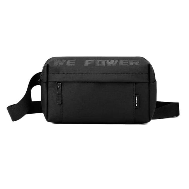 WEPOWER Men's Casual Crossbody Bag With Multi Pocket Design - black waterproof nylon crossbody with front zip pocket for phone wallet keys