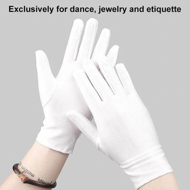 Labor Protection White Anti Sweat Gloves For Daily Work - lightweight breathable white Spandex gloves for maintenance, assembly, warehousing and etiquette events