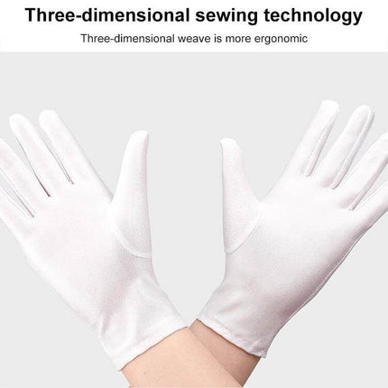 Labor Protection White Anti Sweat Gloves For Daily Work white breathable Spandex gloves showing three-dimensional weave for dexterity and neat presentation