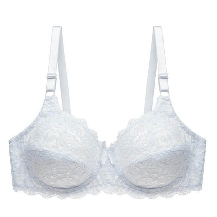 Lace Bra Breathable for Everyday Wear and Comfort Fit - white lace bra with light lining, supportive and discreet under T-shirts