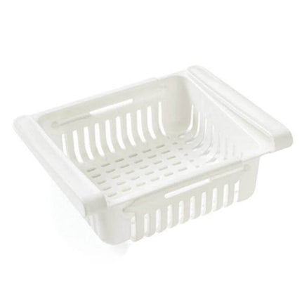 Alt Tag: Refrigerator Storage Box 18.5x16.5x8.3cm For Fridge Organization white PP plastic storage tray for jars yogurts and snacks