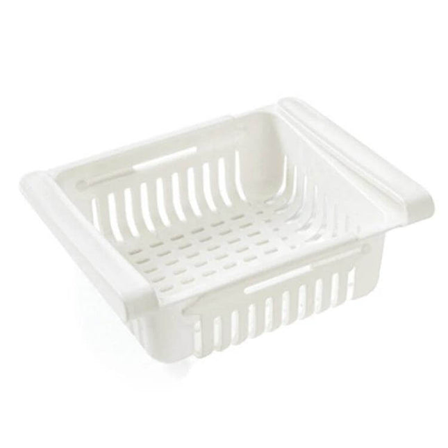 Alt Tag: Refrigerator Storage Box 18.5x16.5x8.3cm For Fridge Organization white PP plastic storage tray for jars yogurts and snacks