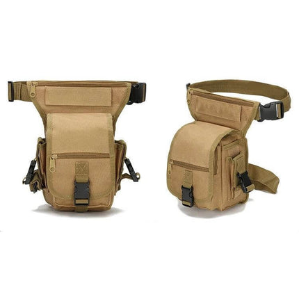 Wild Fishing Portable Waist Bag with Detachable Leg Strap in tan, 5L compact hands-free fishing waist and leg pouch