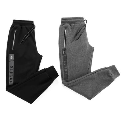 Winter Men's Casual Pants for Everyday Comfort and Easy Wear - black and gray jogger-style winter pants with zip pockets
