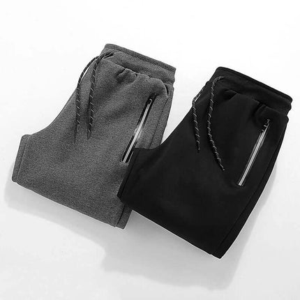 Winter Men's Casual Pants for Everyday Comfort and Easy Wear - gray and black fleece jogger pants with zip pockets
