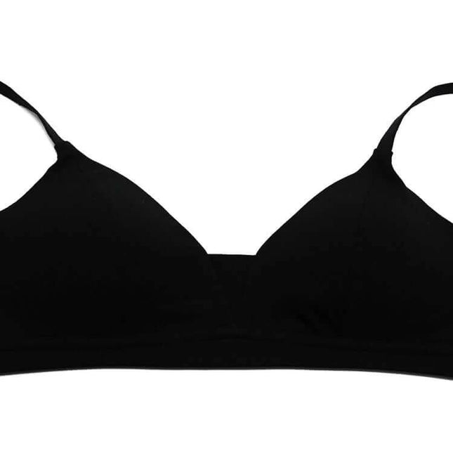 Wireless Cotton Triangle Bra For Everyday Comfort Black S to XXL - lightweight wireless cotton triangle bra with thin molded 3/4 cups and low-profile shape