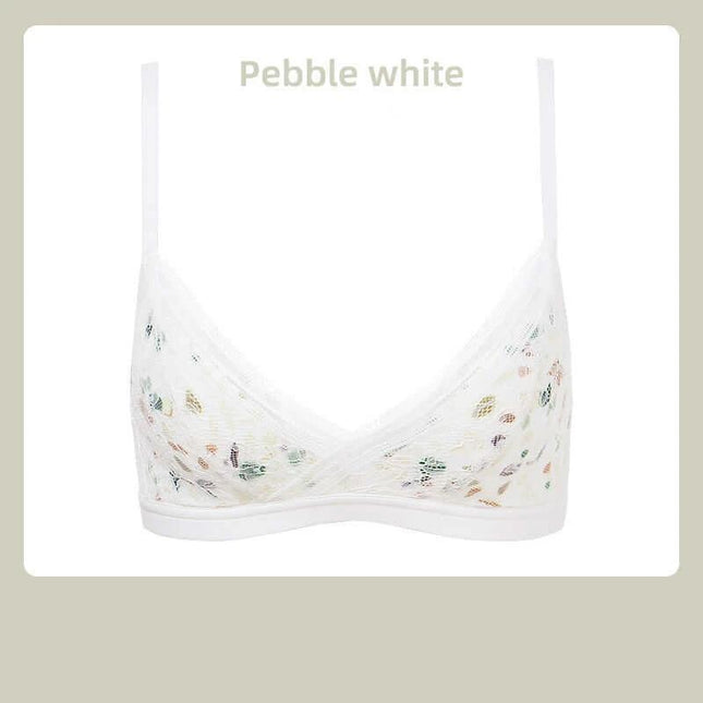 Wireless Gather Bra For Small Chest Comfortable Everyday Wear — pebble white nylon wireless bra with light gather support for T‑shirts