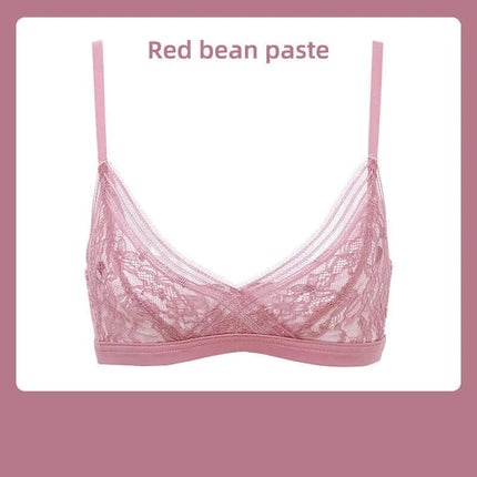 Wireless Gather Bra For Small Chest Comfortable Everyday Wear - red bean paste nylon wireless lace bra for light gather and smooth T-shirt fit