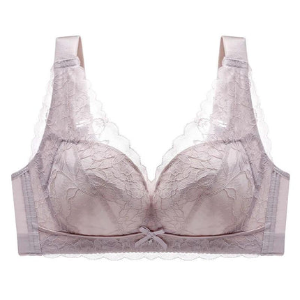 Wireless Lace Everyday Comfort Bra Ultra Thin Gather Support pink lace wireless bra with ultra-thin padding and gather support