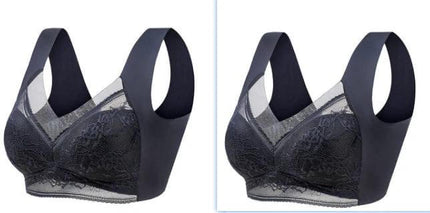 Wireless Lace Three Quarter Cup Push Up Bra For Everyday Comfort - black wireless lace 3/4 cup bra with breathable nylon stretch and subtle push-up for daily wear