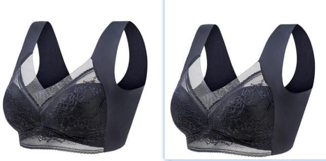 Wireless Lace Three Quarter Cup Push Up Bra For Everyday Comfort - black wireless lace 3/4 cup bra with breathable nylon stretch and subtle push-up for daily wear