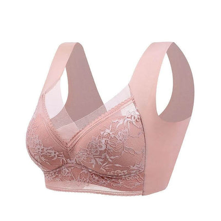 Wireless Lace Three Quarter Cup Push Up Bra For Everyday Comfort - blush lace wireless bra with 3/4 cups for everyday support