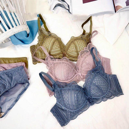 Wireless Padded Bra For Small Chest With Adjustable Straps - lace wireless padded everyday bra set in blue pink and olive for smooth layering
