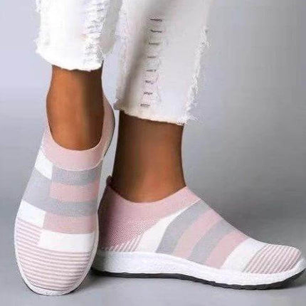 Women Casual Breathable Sneakers Low Heel For Daily Walking — pink slip-on mesh sneakers with lightweight EVA sole for city walking and office-casual wear