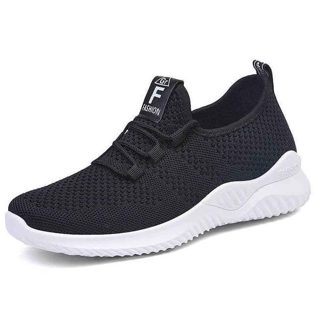 Women's Breathable Woven Sneakers For Everyday Casual Walking - black breathable low‑upper woven sneaker with PVC sole for commuting and short urban walks