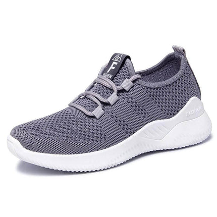 Women's Breathable Woven Sneakers For Everyday Casual Walking - gray lightweight breathable mesh low-upper sneaker with PVC sole for commuting