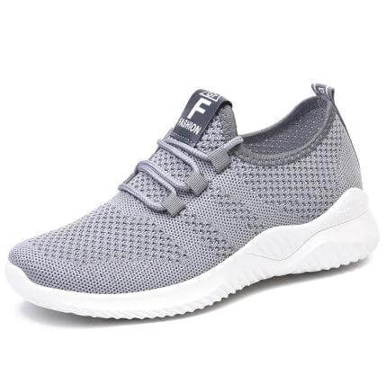 Women's Breathable Woven Sneakers For Everyday Casual Walking - gray low-upper breathable mesh sneaker with PVC sole for commuting and short urban walks