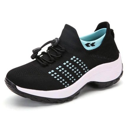 Womens Knit Slip On Casual Sneakers For Everyday Wear - black knit lightweight slip-on sneaker with foam insole, easy on/off for commuting and errands