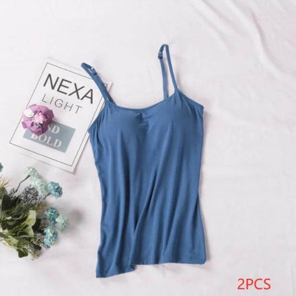 Women's Modal Camisole Slim Fit Layering Tank S To XXL - blue modal camisole flatlay, slim-fit layering tank for everyday wear