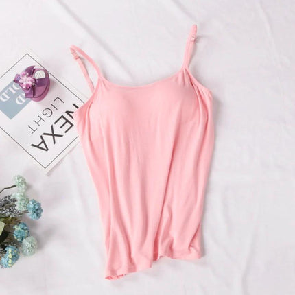 Women's Modal Camisole Slim Fit Layering Tank S To XXL - pink modal camisole laid flat, adjustable straps, smooth slim-fit layering top