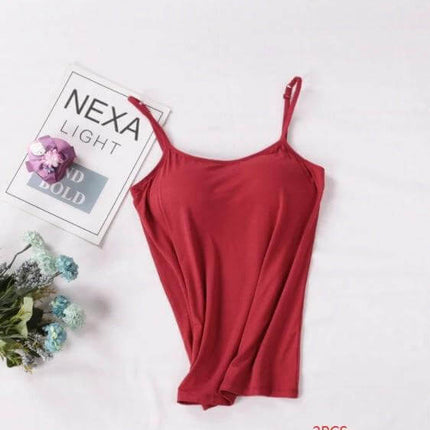Women's Modal Camisole Slim Fit Layering Tank S To XXL - red modal slim-fit camisole flatlay for layering and everyday wear