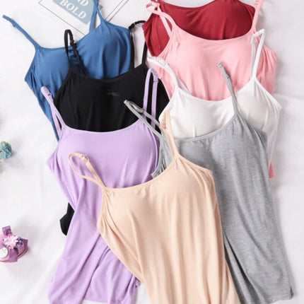 Women's Modal Camisole Slim Fit Layering Tank S To XXL in assorted neutral and bright colors laid flat