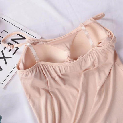 Women's Modal Camisole Slim Fit Layering Tank S To XXL in blush modal blend with built-in shelf bra and adjustable straps