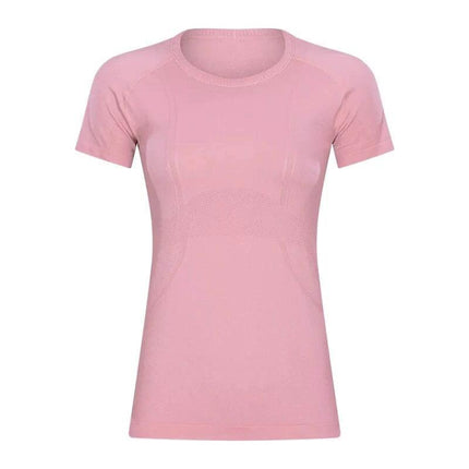 Womens Quick Dry Running Top Short Sleeve For Yoga pink seamless moisture-wicking short-sleeve training tee