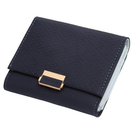 Womens Leather Plaid Wallet For Everyday Cards And Coins compact PU leather plaid wallet with gold clasp, organized interior for cards and coins