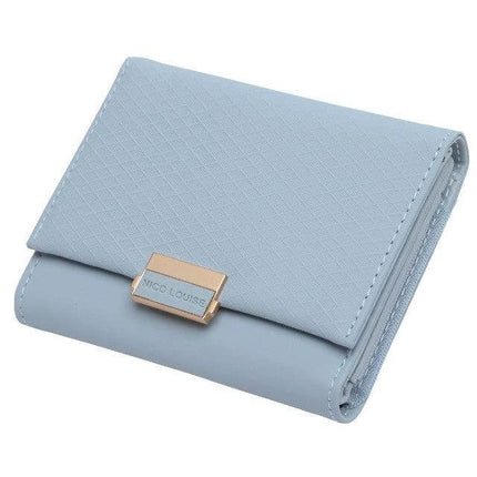 Womens Leather Plaid Wallet For Everyday Cards And Coins compact blue PU leather plaid wallet with coin pocket and card slots