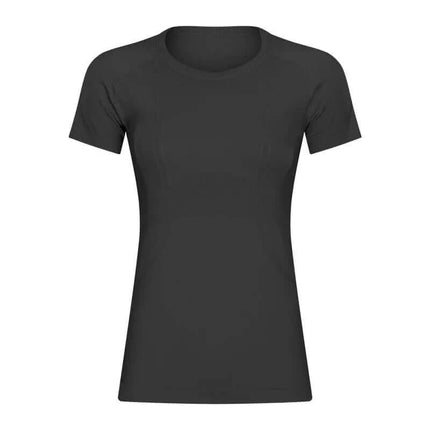 Womens Quick Dry Running Top Short Sleeve For Yoga - charcoal black breathable moisture-wicking short-sleeve training tee