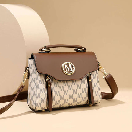 Women's Retro Crossbody Shoulder Handbag Brown Classic - compact brown PU retro silhouette with top handle and detachable strap