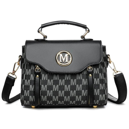 Women's Retro Crossbody Shoulder Handbag Brown Classic compact brown PU retro silhouette crossbody with top handle, three-dimensional pocket and gold hardware