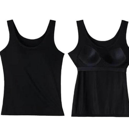 Womens Slim-fit Camisole Under Shirt black slim-fit built-in bra seamless tank top gray pink sizes M-3XL Chinese retro style