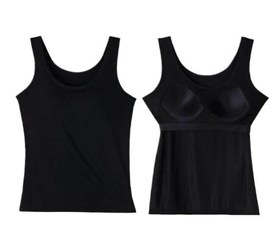 Womens Slim-fit Camisole Under Shirt black slim-fit built-in bra seamless tank top gray pink sizes M-3XL Chinese retro style