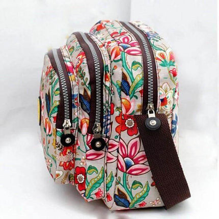 Women's Waterproof Nylon Shoulder Bag For Everyday Use compact floral nylon shoulder bag with zipper pockets and polyester lining