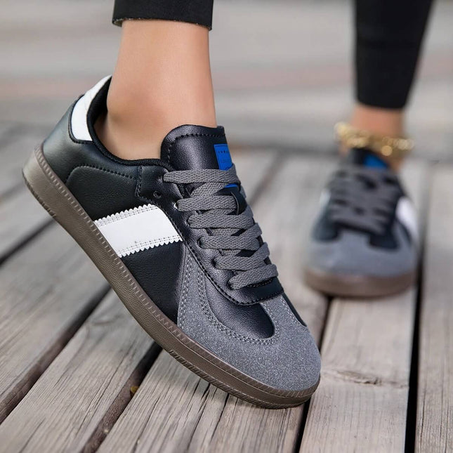 Women's White Lace-Up Casual Sneakers With Leopard Accent Low-Top in white panels and leopard detail, microfiber leather upper, mesh lining, low-top silhouette