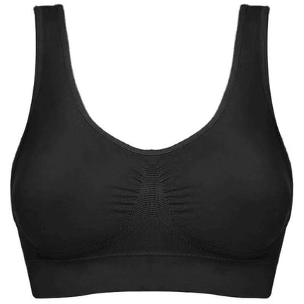 Women's Yoga Vest Seamless Bra Sizes S To 3XL Everyday Comfort - black seamless nylon vest-style bra for yoga and light workouts