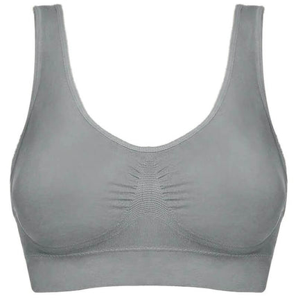 Women's Yoga Vest Seamless Bra Sizes S To 3XL Everyday Comfort - grey seamless nylon vest bra with double straps for yoga and light workouts