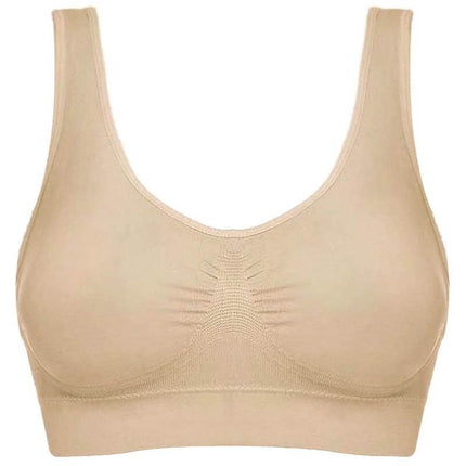 Women's Yoga Vest Seamless Bra Sizes S To 3XL Everyday Comfort - seamless nude nylon vest bra for yoga, pilates, light workouts, chafe-free fit