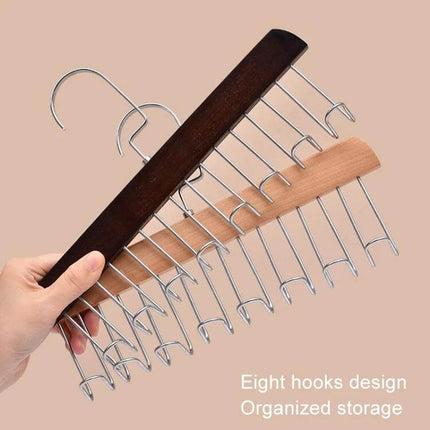 Wooden Sling Hanger for Lingerie with Eight Rotatable Hooks - wooden frame with eight rotatable metal hooks for bras and panties