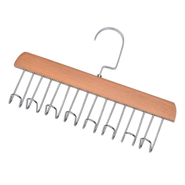 Wooden Sling Hanger for Lingerie with Eight Rotatable Hooks – wooden frame with eight rotating metal hooks for bras panties and slips