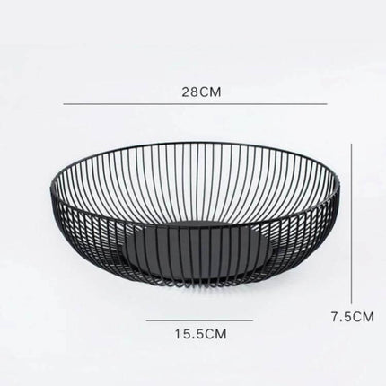 Wrought Iron Fruit Basket For Snack Storage On Desk - black hollow wrought iron desk fruit bowl 28cm x15.5cm x7.5cm