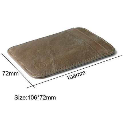 Xiao Yuan Xiang Cowhide Leather Five Card Pocket Sleeve slim brown leather card holder 106x72mm with four external slots and central note pocket