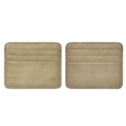 Xiao Yuan Xiang Cowhide Leather Card Sleeve Wallet 10.7x8.7cm slim beige oil-wax leather 6-card slots front and back