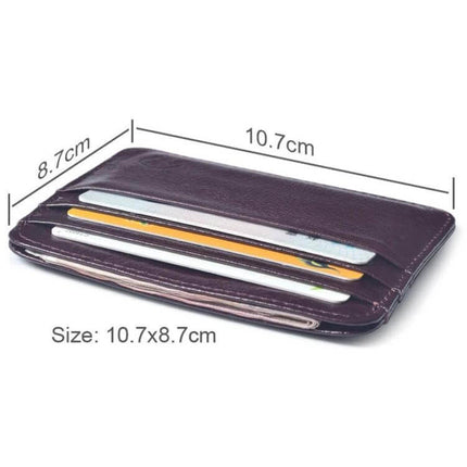 Xiao Yuan Xiang Cowhide Leather Card Sleeve Wallet 10.7x8.7cm slim oil-wax leather card sleeve showing six card slots and middle cash compartment