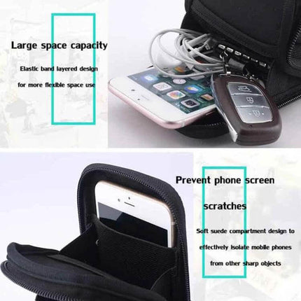 YIPINU Arm Phone Bag For Outdoor Sports 18x10cm Everyday Carry compact waterproof arm sleeve showing phone, earbuds and keys, elastic pockets