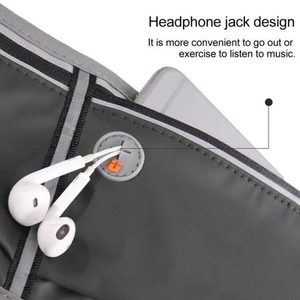 YSU Ultra-Thin Waterproof Phone Waist Bag for Running showing headphone jack access and slim pocket with phone inside