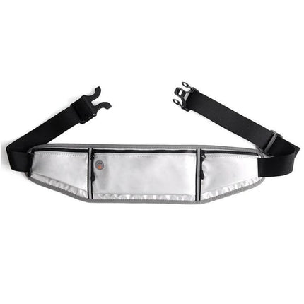 YSU Ultra-Thin Waterproof Phone Waist Bag for Running white slim waterproof running waist bag with zipper pockets and adjustable black strap
